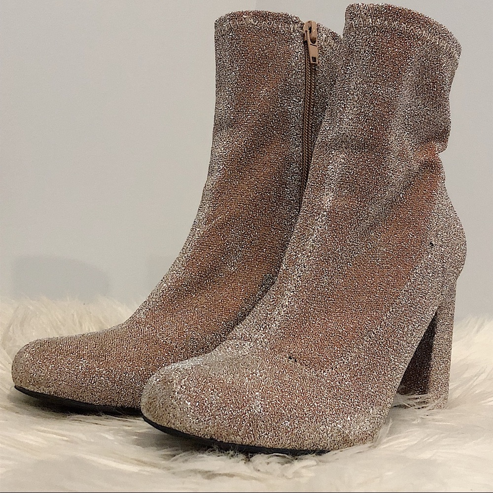 Pink Iridescent Heeled Booties